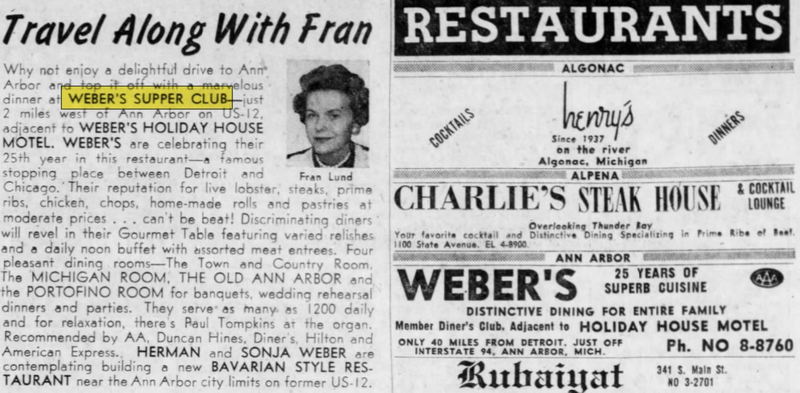 Webers Holiday House Motel - Jul 1961 Ad